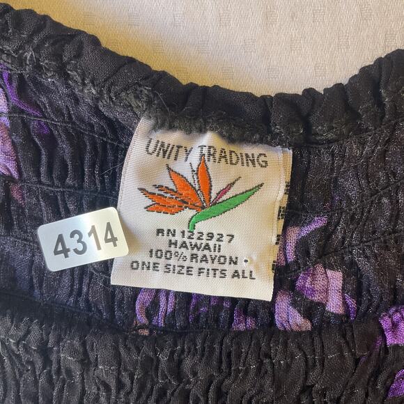 Unity Trading Women Dress ONE SIZE FITS ALL Purple Floral Sundress Hawaiian - Picture 2 of 8